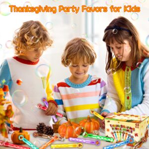 48Pcs Fall Thanksgiving Party Favors Bubble Wands for Kids, Pumpkin Turkey Thanksgiving Basket Stuffers Goodie Bag Fillers Fall Thanksgiving Toys Bulk Classroom Prizes Gift for Toddlers Party Supplies