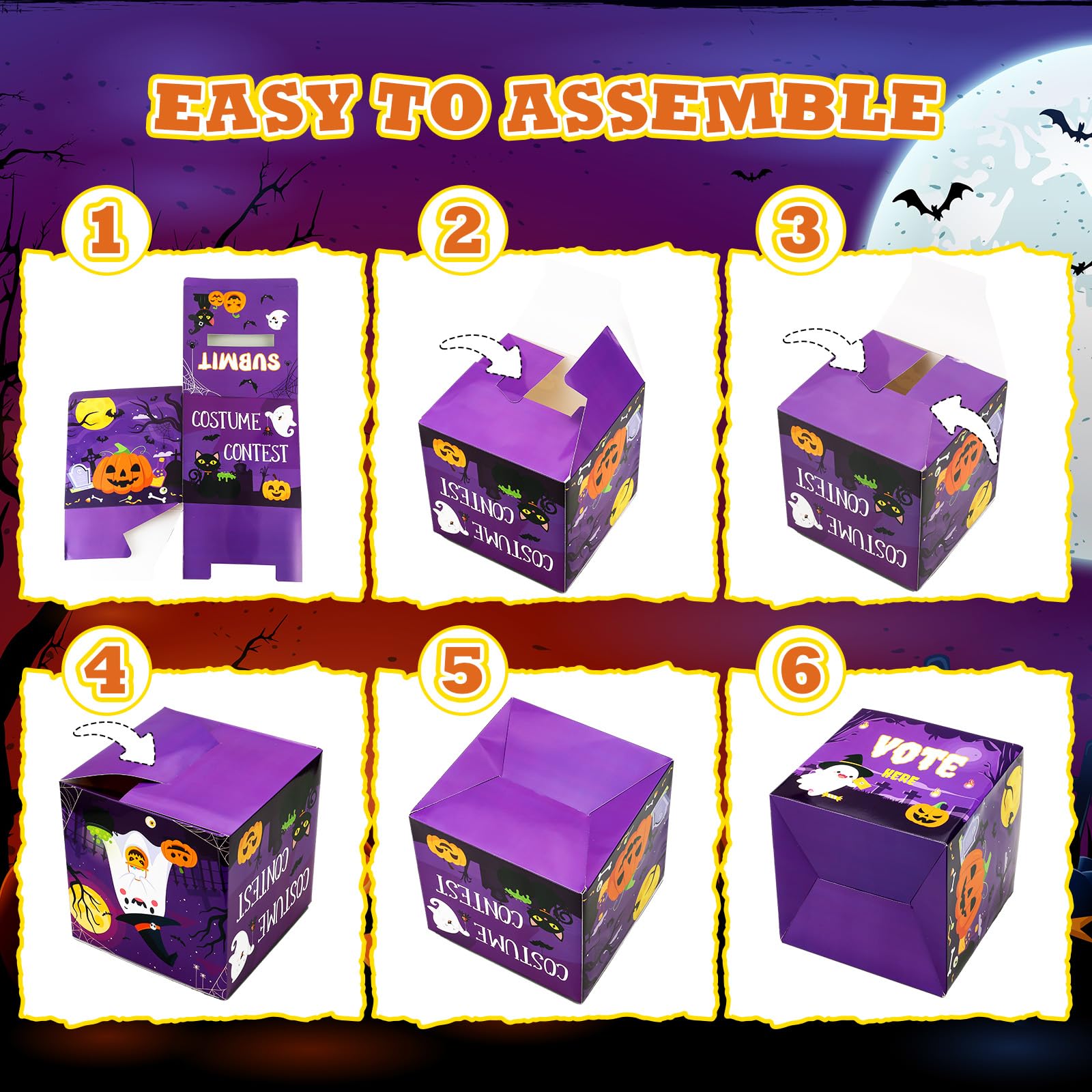 TaoBary 75 Pcs Halloween Costume Contest Ballot Kit Includes Halloween Contest Ballot Box and Voting Cards Halloween Award Ribbons Sashes Trophies and Stickers Set for Halloween Costume Contest Party