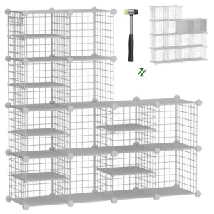 kiivoena wire cube storage organizer, 12 cubes converted into 14 cubes, sturdy metal grids storage shelf closet shelving units and storage, shelves for bedroom livingroom office