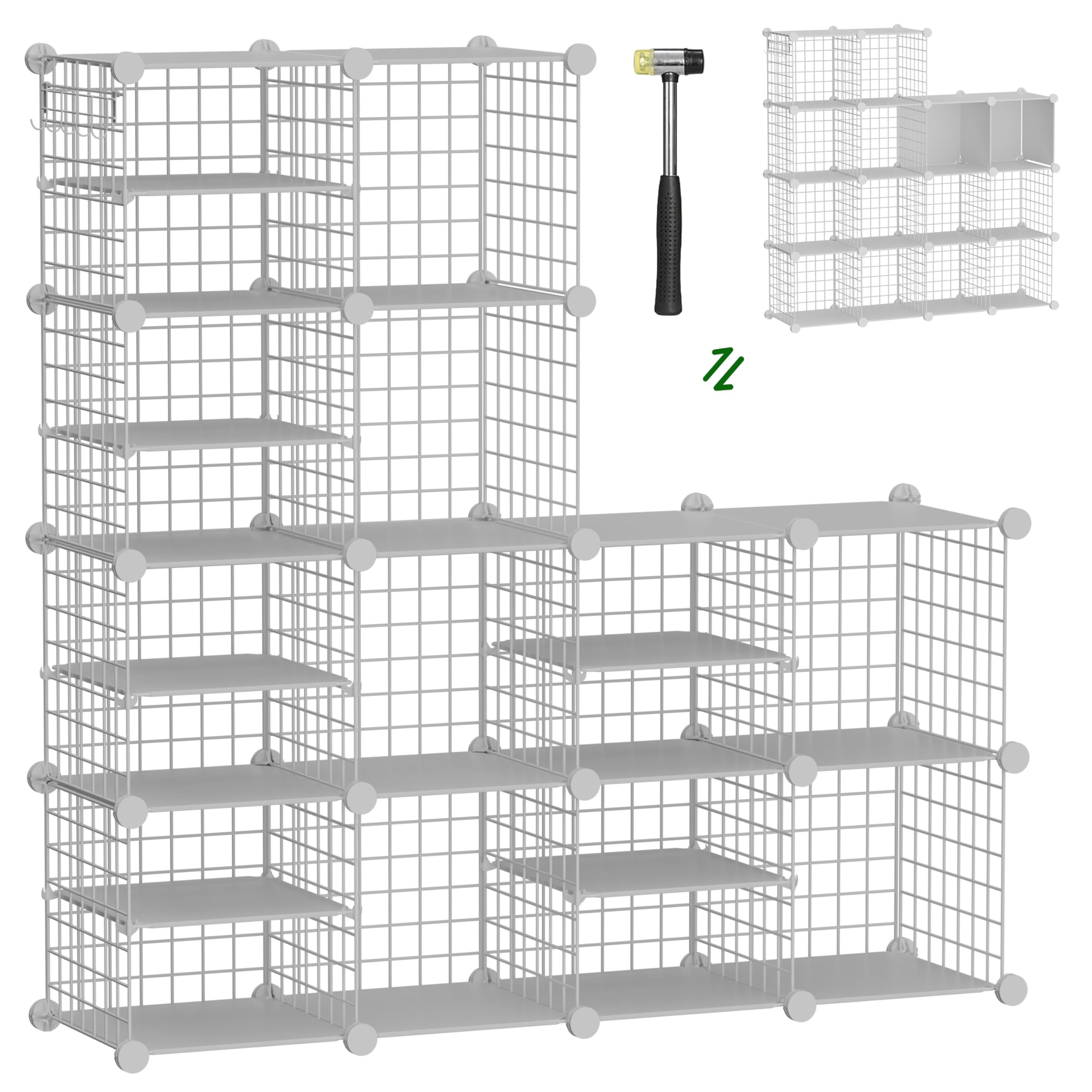 Kiivoena Wire Cube Storage Organizer, 12 Cubes Converted into 14 Cubes, Sturdy Metal Grids Storage Shelf Closet Shelving Units and Storage, Shelves for Bedroom LIvingroom Office