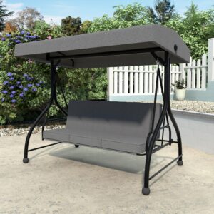 mupater patio porch chairs, 3 seats outdoor canopy swings glider with stand and cushion for outside, backyard, deck, lawn