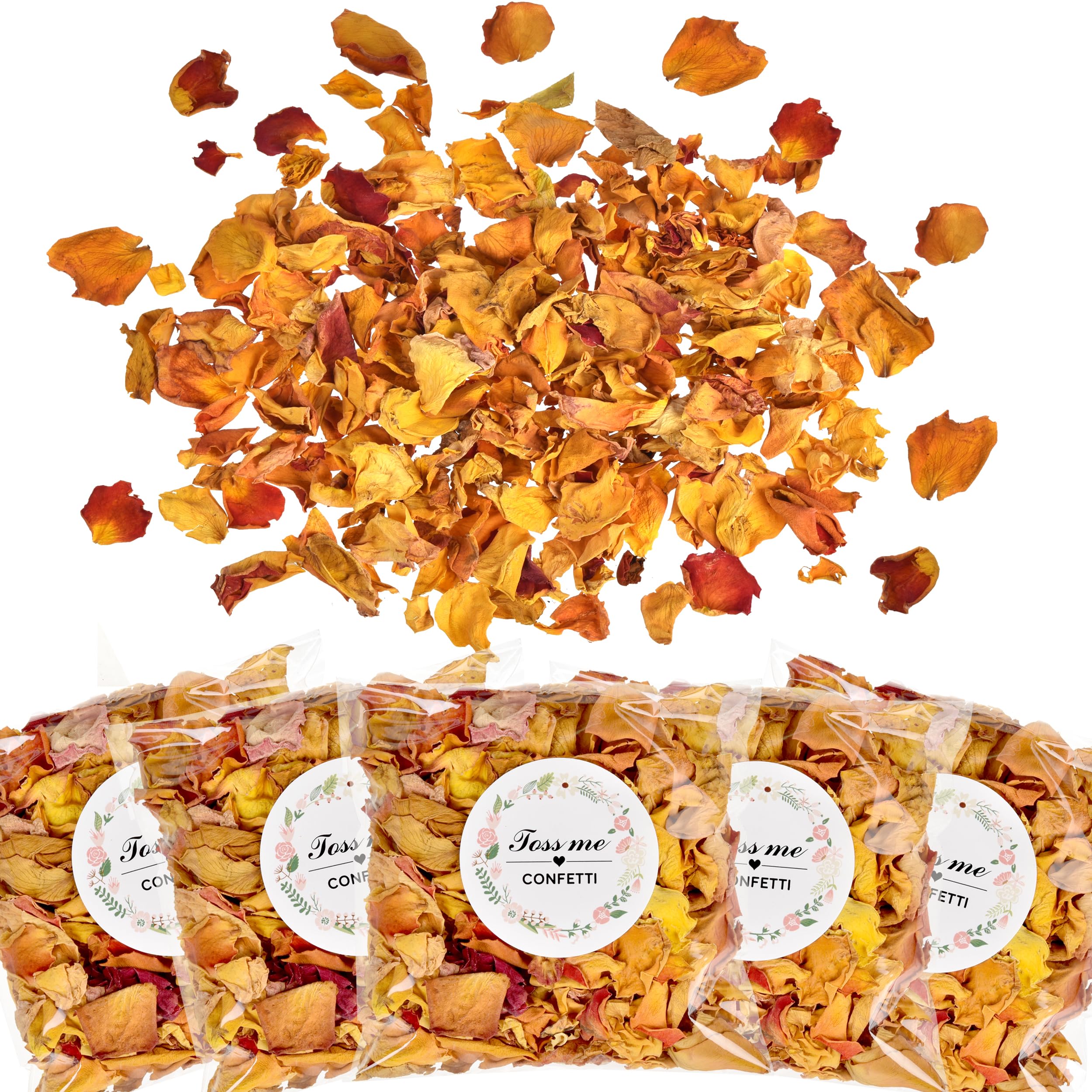 20 Pack Biodegradable Confetti, Dried Flower Petals,Biodegradable Flower Petals,Wedding Send-Off Ideas for Wedding Proposal Party Valentine's Day Decor Flower Girls (Yellow Red Rose)