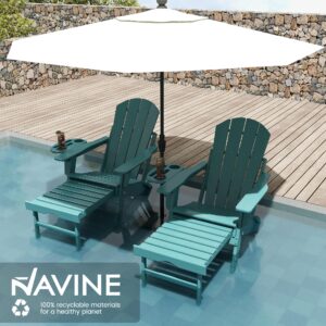 NAVINE Adjustable Adirondack Chair with Retractable Ottoman Set of 2, HDPE Folding Adirondack Chair with Cup Holder, All Weather Fire Pit Chair for Outdoor.