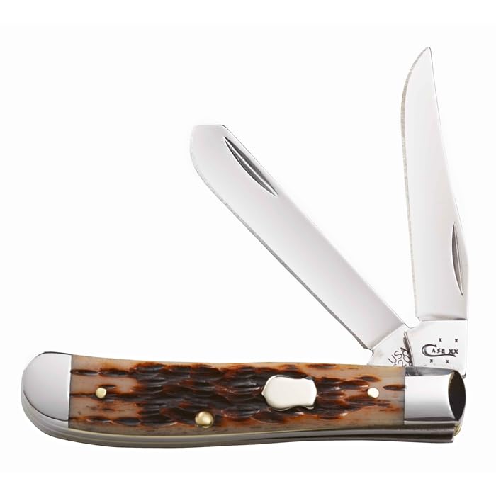 Case WR XX Amber Bone Mini Trapper Pocket Knife - - (6207 SS) - Length Closed: 3 1/2 Inches