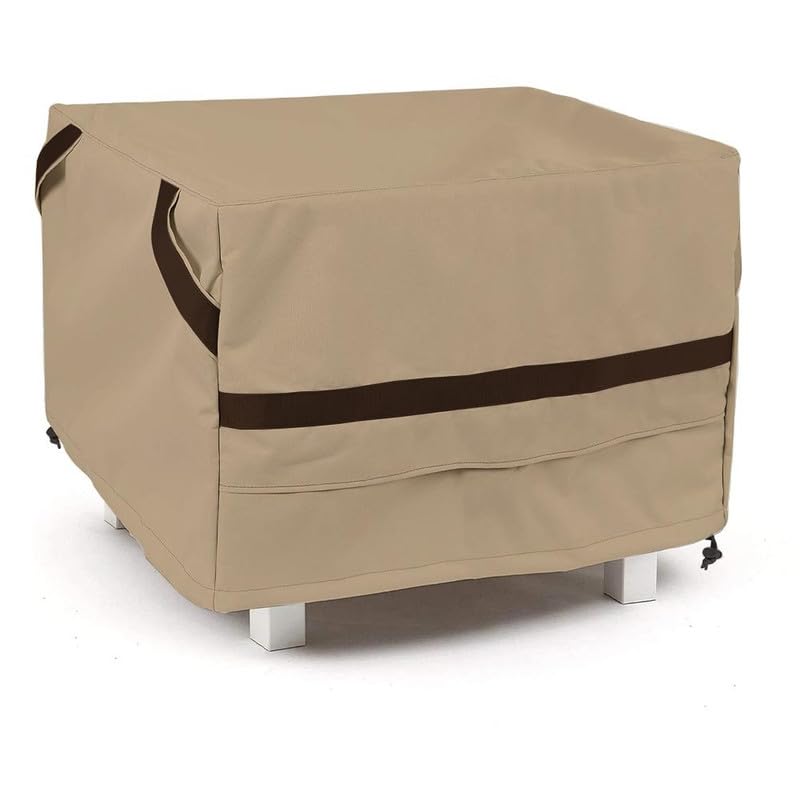 COVERUP 1000 D Heavy Duty Square Ottoman Cover | 3 Yrs Warranty | Outdoor Patio Furniture Covers | Waterproof | Covers With UV Resistance | Windproof | Buckle Straps - 23"W x 23"D x 19"H | Pack of 1