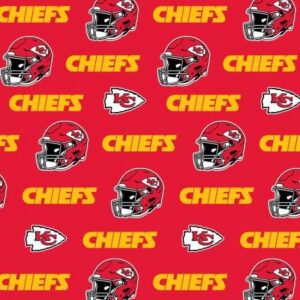 nfl kansas city chiefs cotton fabric precuts, licensed (1/2 yard precut)