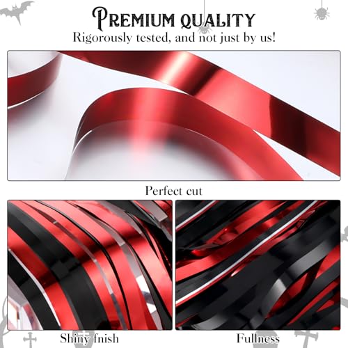 Dimeho Red and Black Fringe Curtain, 2Pcs Foil Fringe Backdrop Curtains 3.3 x 6.6 Feet Red and Black Tinsel Streamers for Graduation Black and Red Birthday Halloween Party Backdrop Decorations