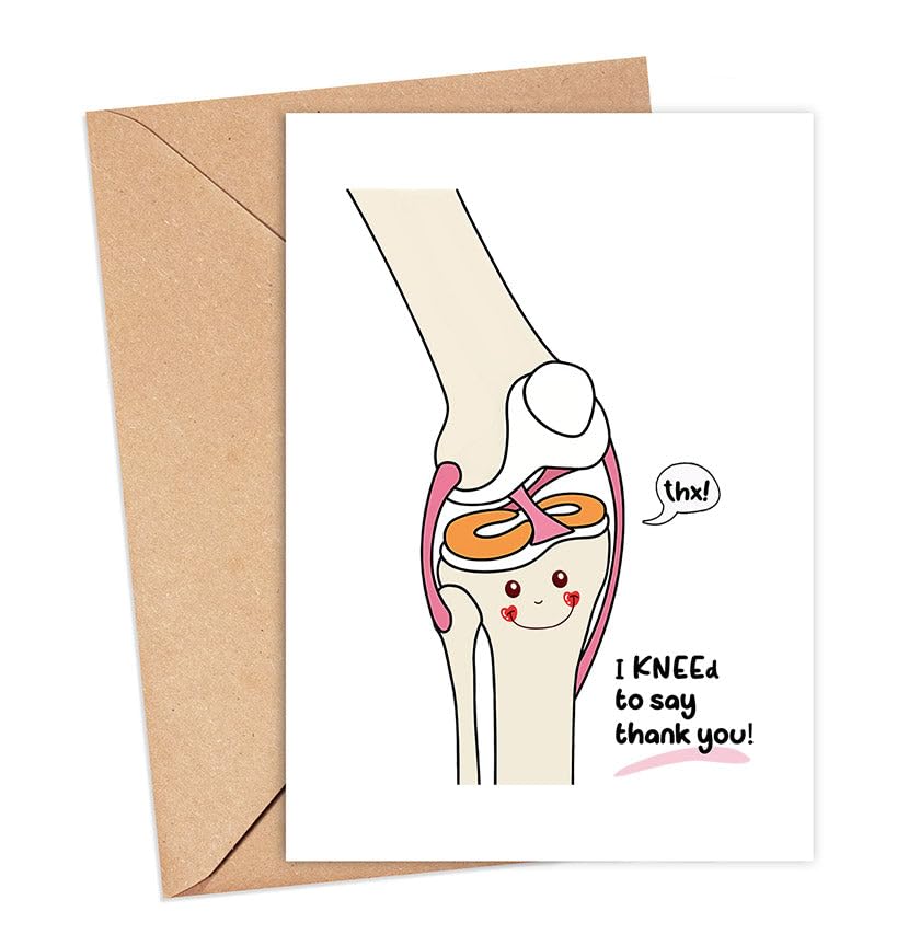 PainterDesign I Kneed To Say Thank You! Card - Knee Cute Card - Medical Thank You Card - Gratitude Card - Thank You Gifts For Doctors And Nurses