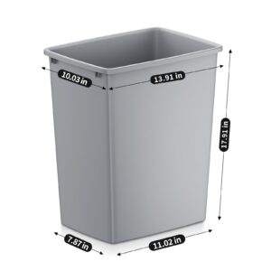 MODCART 35QT Kitchen Trash Can, Sturdy and Lightweight Trash Cans for Kitchen, Workspace, Bathroom, Office, Easy to Clean, 1 Pack, Gray