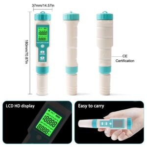 pH Meter for Water 7 in 1 PH/TDS/EC/Salt/S.G/ORP/Temp Meter,pH Tester Digital Backlit Waterproof LCD,TDS Meter EC Meter PPM Meter Suitable for Pools, Drinking Water, Aquariums, Hydroponic Cooking.