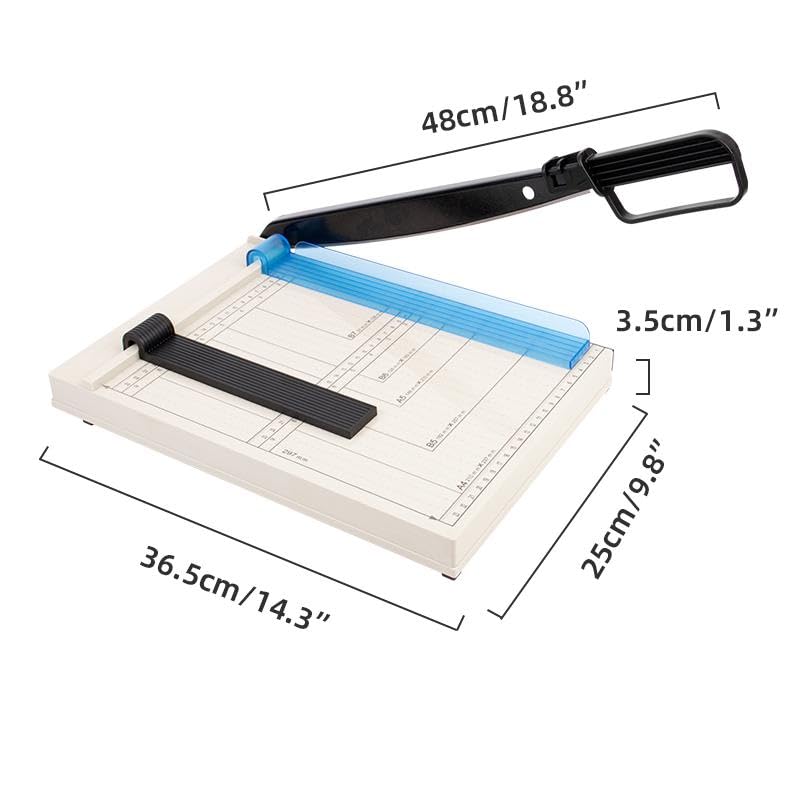 Paper Cutter A4 Cut Length, Easy to Use Lightweight Guillotine Style and Trimmer with 8 Sheet Capacity, Paper Cutter Slider Labels Photo Cardstock Crafts for Home or Small Business