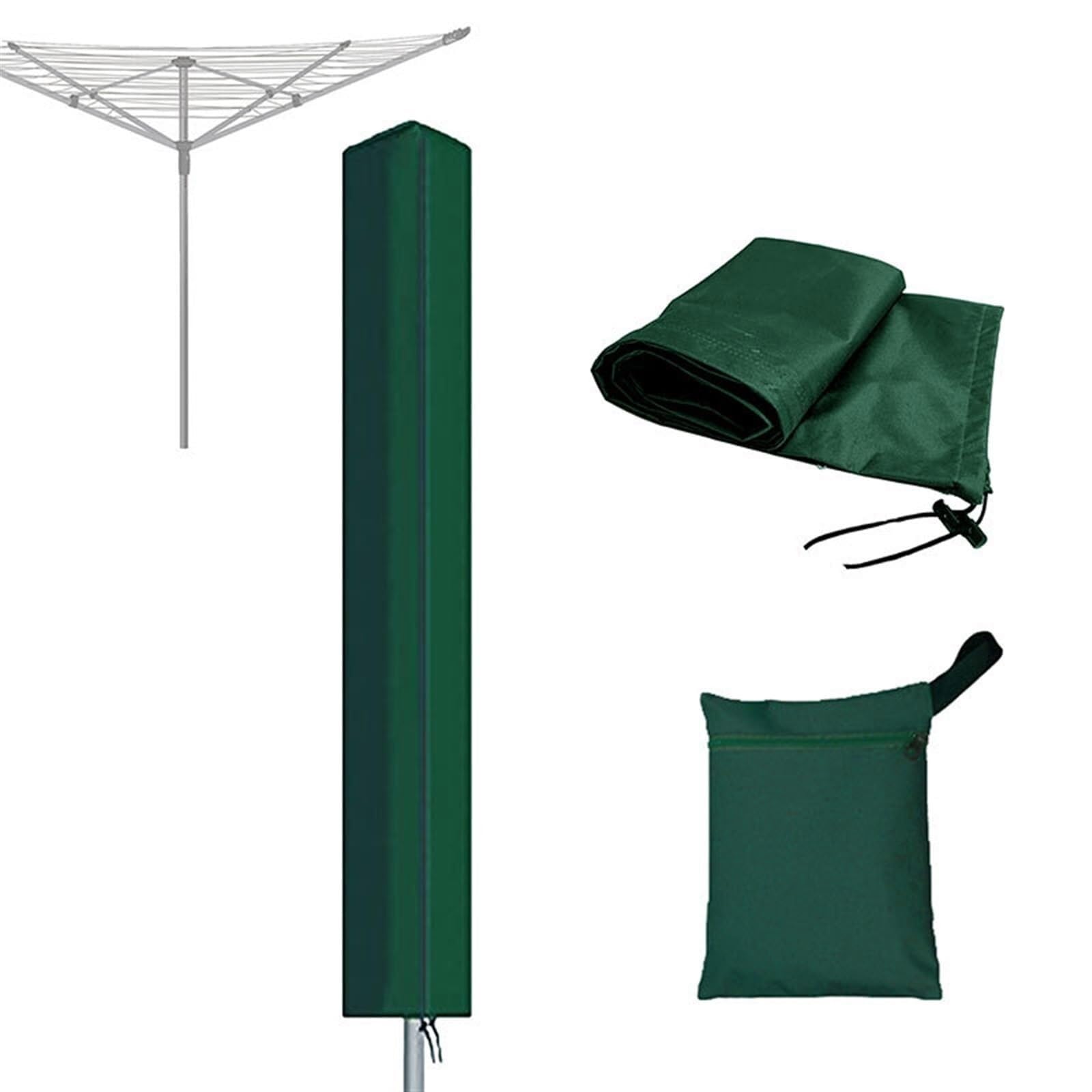 ECRCAPYC 600D Oxford Waterproof Rotary Clothesline Cover - Anti-UV, Rip-Proof with Zipper & Drawstring(Green,65x6x6inch)