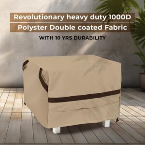 COVERUP 1000 D Heavy Duty Square Ottoman Cover | 3 Yrs Warranty | Outdoor Patio Furniture Covers | Waterproof | Covers With UV Resistance | Windproof | Buckle Straps - 23"W x 23"D x 19"H | Pack of 1