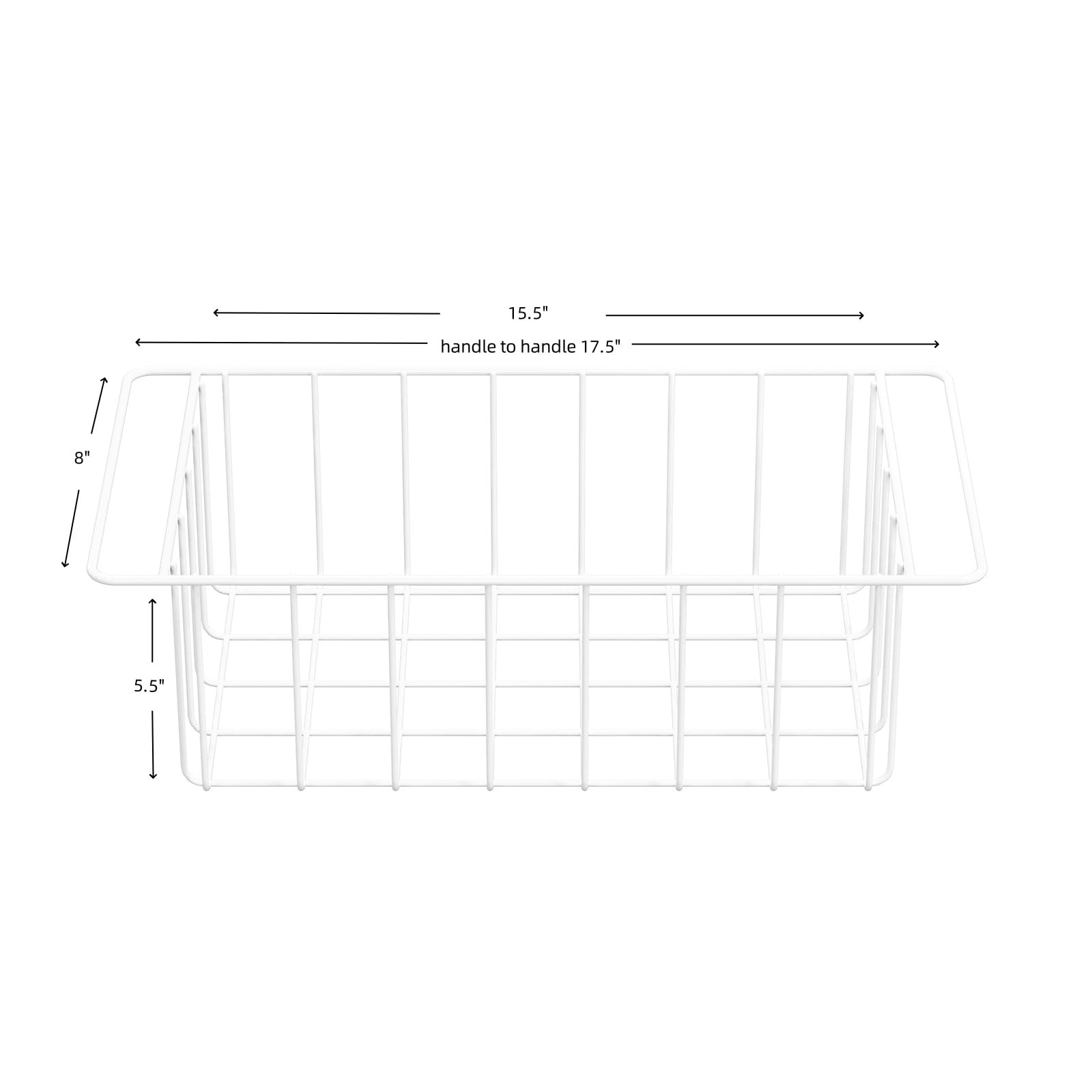 lonpute 17.5'' Chest Freezer Organizer Basket, Sturdy Metal Wire Pantry Freezer Basket, Deep Freezer Basket Storage Rack Bins, White, Set of 2