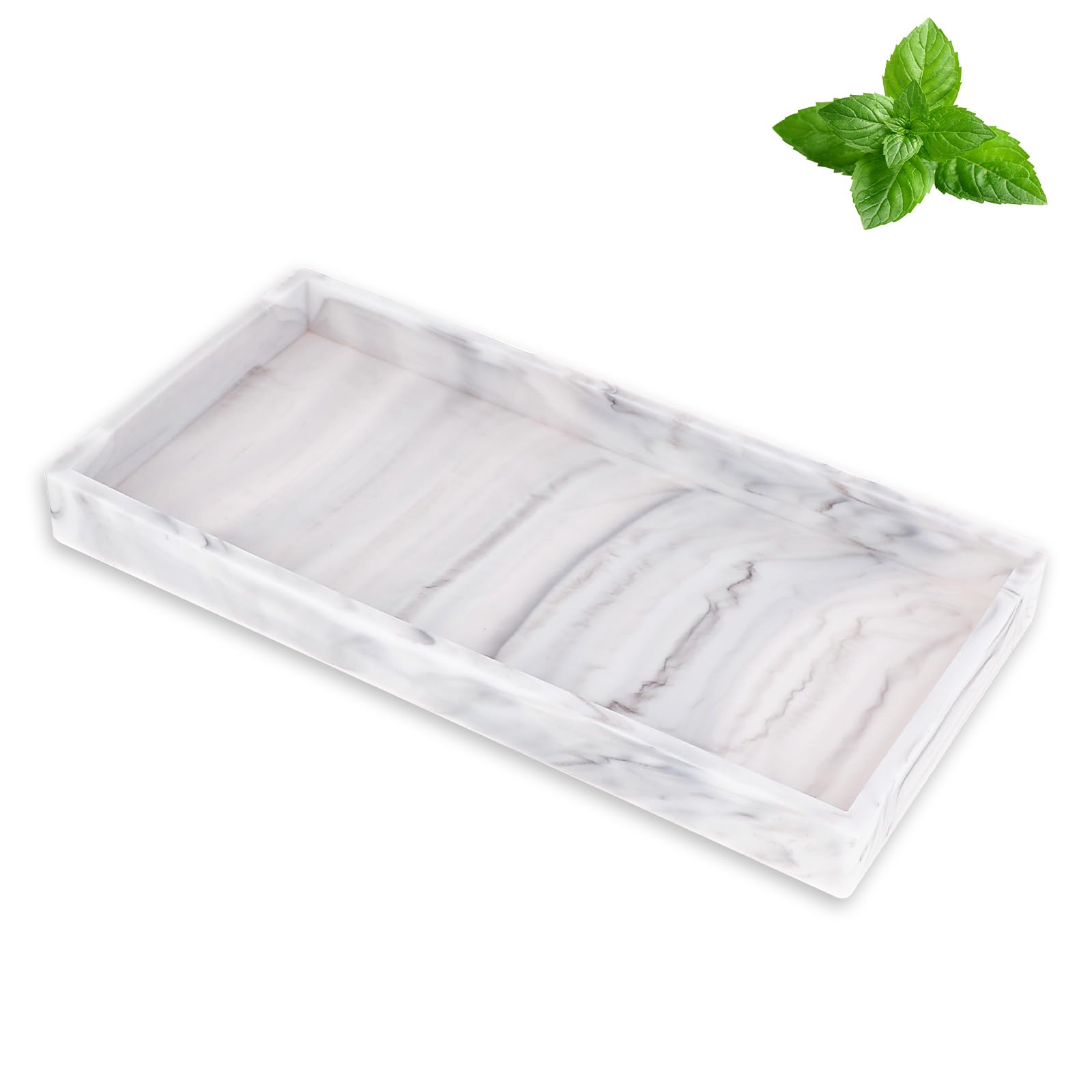 Silicone Bathroom Vanity Tray Rectangle Bathtub Counter Dish White Soap Dispenser Tray Decor Perfume Countertop Dish Kitchen Sink Organizer Sponge Holder for Coffee Table Bar Dresser Makeup Jewelry