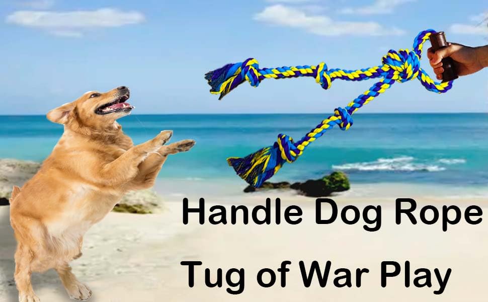 Fejapa Large Dog Rope Toys for Aggressive Chewers Pitbull Tug of War Rope Interactive Heavy Duty Outdoor Medium Large Breed XL Dog Chew Rope Strong Durable Dog Tug Toys Tough Pull Rope with Handle