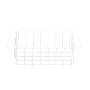 lonpute 17.5'' Chest Freezer Organizer Basket, Sturdy Metal Wire Pantry Freezer Basket, Deep Freezer Basket Storage Rack Bins, White, Set of 2