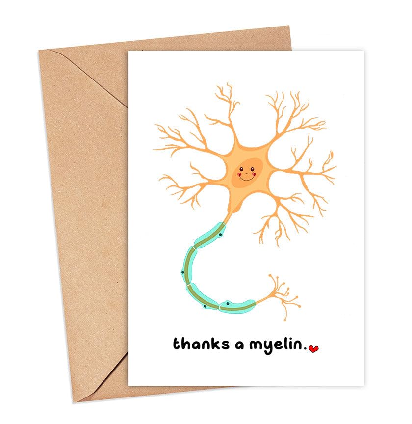 PainterDesign Thanks A Myelin Card - Neurology Doctor Gift - Cute Medical Card For Doctor Nurse Teacher - Thank You Card - Neurology Card - Unique Greeting Card