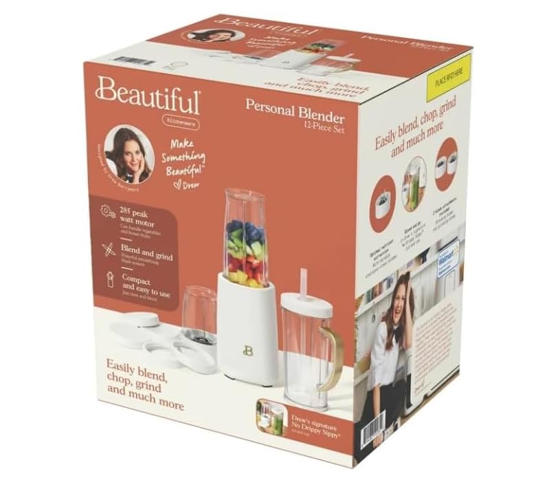 GenericBeautiful Personal Blender Set with 12 Pieces, 240 W, White Icing by Drew Barrymore