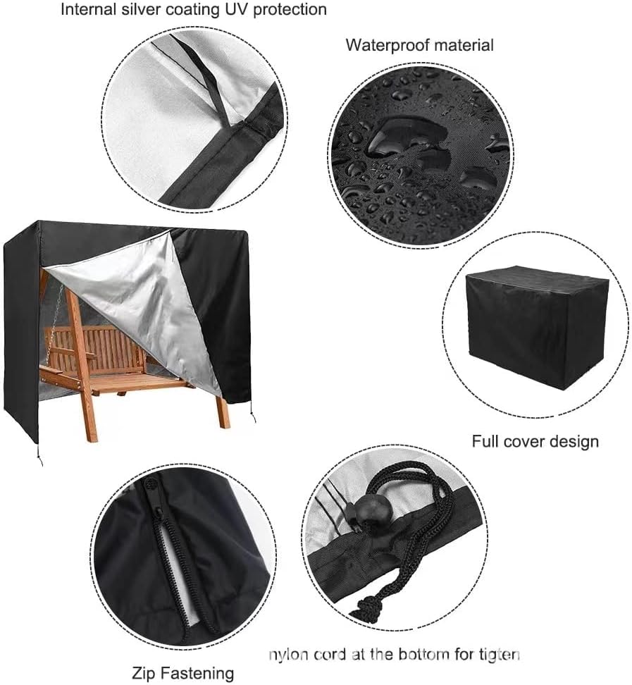 Outdoor Swing Cover 3 Seater Hammock Patio Cover Furniture Garden Glider Chair Cover Heavy Duty Patio Furniture Covers All Weather Protection 87" Lx49'' Wx67'' H