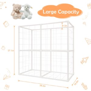 LIANTRAL Stuffed Animal Storage Organizer Zoo Stuffed Animal Holder Large Plush Storage Shelf with Elastic Band for Nursery Playroom Bedroom, Living Room Chests & Organizers, White