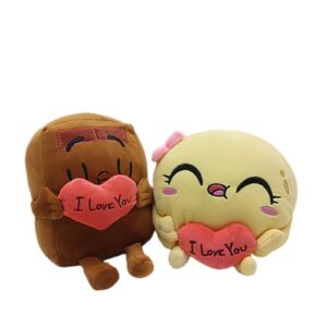 fiohiof choco and pancake plush 8"" choco and pancake in love plushies toy for boys girls soft stuffed animal pillow doll gift for fans kids