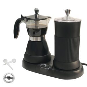 ditosh all-round coffee companion electric moka pot & milk frother 2-in-1 machine aluminium material one-touch operation milk froth fine and dense black 110v