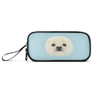 gredecor big capacity pencil case for girls boys harp seal baby blue kids pouch bag pen boxes with zipper stationery bag supplies for school office