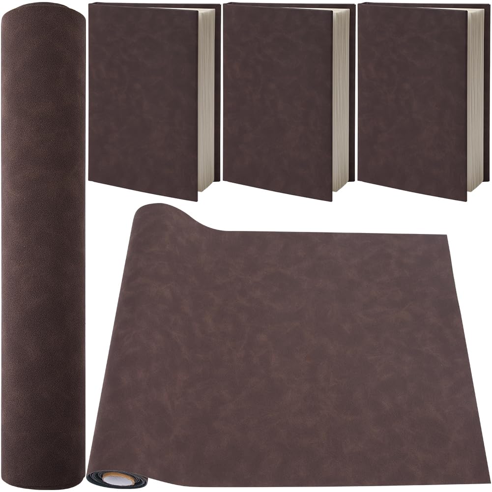 CRASPIRE 51 x 11.8in Book Cloth Fabric Suede Leather Fabric Surface Non-Woven Base Dark Brown for Books Binding Covering Protector A4-A8 Bookcover Album Scrapbooking DIY Bookcloth Bookbinding Supplies