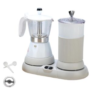 ditosh all-round coffee companion electric moka pot & milk frother 2-in-1 machine aluminium material one-touch operation milk froth fine and dense white 110v