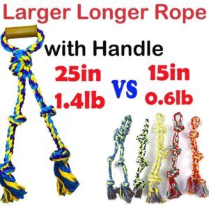 Fejapa Large Dog Rope Toys for Aggressive Chewers Pitbull Tug of War Rope Interactive Heavy Duty Outdoor Medium Large Breed XL Dog Chew Rope Strong Durable Dog Tug Toys Tough Pull Rope with Handle