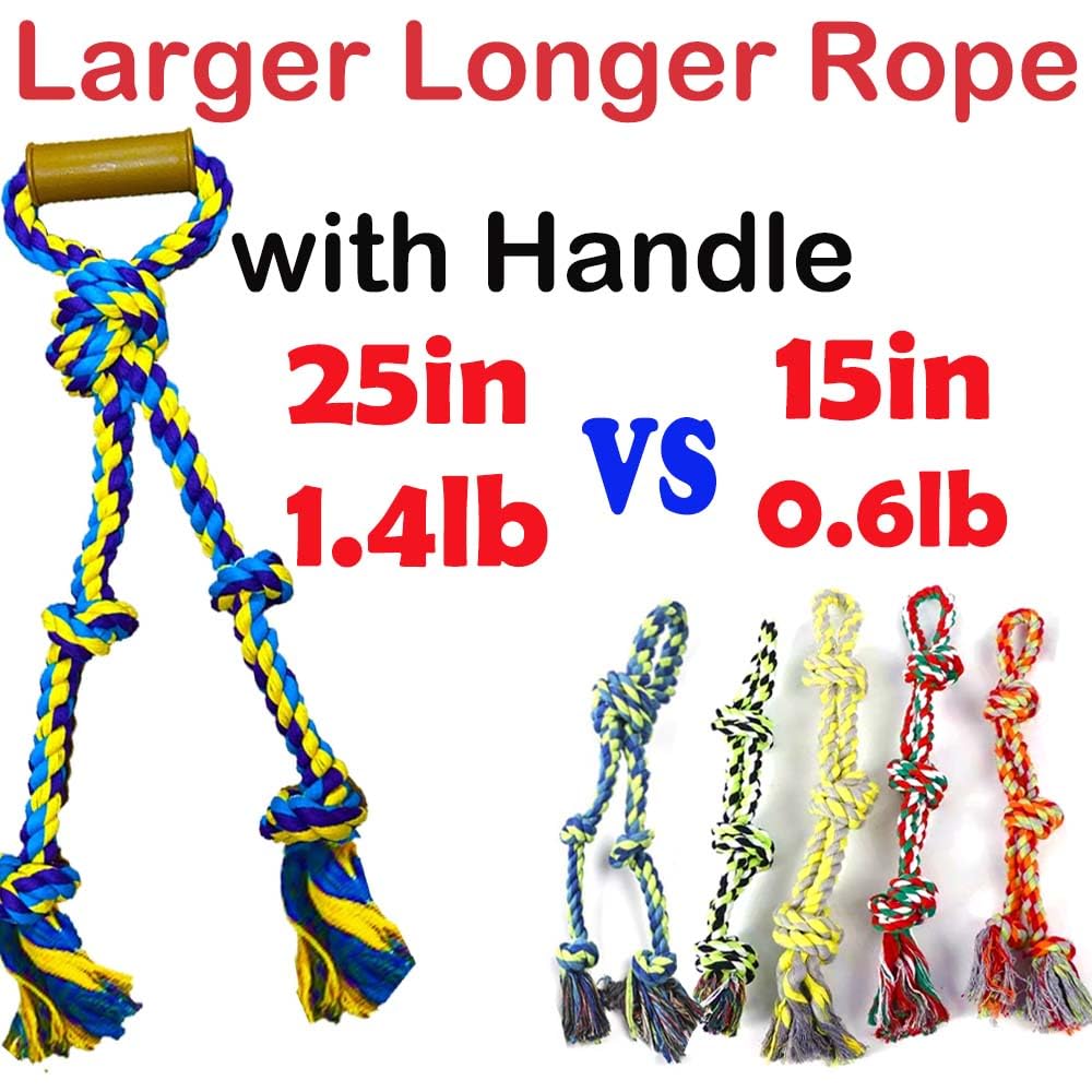 Fejapa Large Dog Rope Toys for Aggressive Chewers Pitbull Tug of War Rope Interactive Heavy Duty Outdoor Medium Large Breed XL Dog Chew Rope Strong Durable Dog Tug Toys Tough Pull Rope with Handle