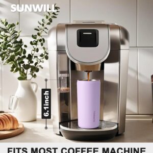 SUNWILL Insulated Coffee Mug with Lid, Leakproof Travel Coffee Tumbler Cups, 12 oz Iced Coffee Cup Powder Coated Lavender