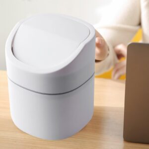 Generic Cute Kitchen Trash Can with Lid,Trumpet Desktops Creative Covered Living Room Mini Trash Can,Waste Basket,Small Trash Can,Best Desk Trash Can for Home Office Kitchen (White 02)