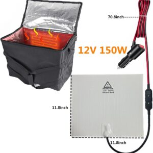 RICHOOSE Electric Heated Pad for Delivery Pizza Bag,12V 150W Food Warmer Pad, Portable Heat Pad with Car Power Plug, Built-in Thermostat 176℉,Perfect for Deliveriers of Uber Eats, DoorDash,Grubhub