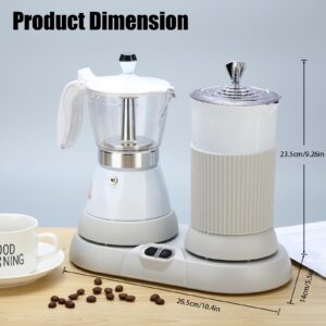 DITOSH All-Round Coffee Companion Electric Moka Pot & Milk Frother 2-in-1 Machine Aluminium Material One-touch Operation Milk Froth Fine and Dense White 110V