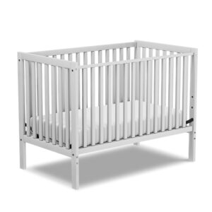 Saylike Baby Crib 5-in-1 Convertible, Wood Full Size Toddler Bed for Small Baby, Made of Sustainable Natural Pinewood Cribs, Non-Toxic Finish, Simplistic Nursery Furniture (White)