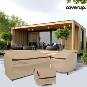 COVERUP 1000 D Heavy Duty Square Ottoman Cover | 3 Yrs Warranty | Outdoor Patio Furniture Covers | Waterproof | Covers With UV Resistance | Windproof | Buckle Straps - 23"W x 23"D x 19"H | Pack of 1