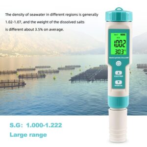 pH Meter for Water 7 in 1 PH/TDS/EC/Salt/S.G/ORP/Temp Meter,pH Tester Digital Backlit Waterproof LCD,TDS Meter EC Meter PPM Meter Suitable for Pools, Drinking Water, Aquariums, Hydroponic Cooking.