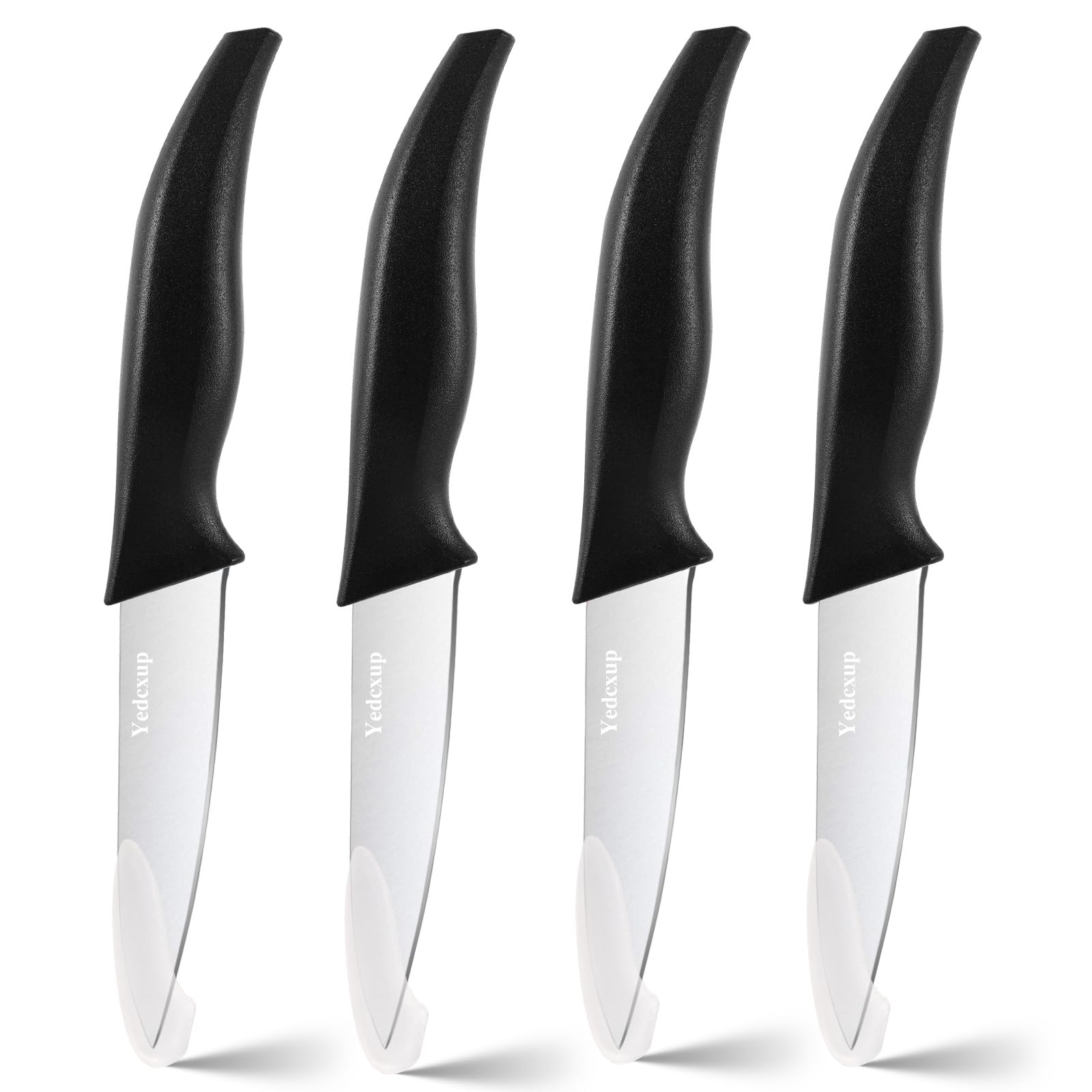 Yedcxup Paring Knives Set of 4-4'' Fruit Vegetable Paring Knives Large Sturdy Handle 4Cr14 Stainless Steel Sharp Blades Paring Knife Quick Cutting Small Kitchen Knife (4pcs/Black)