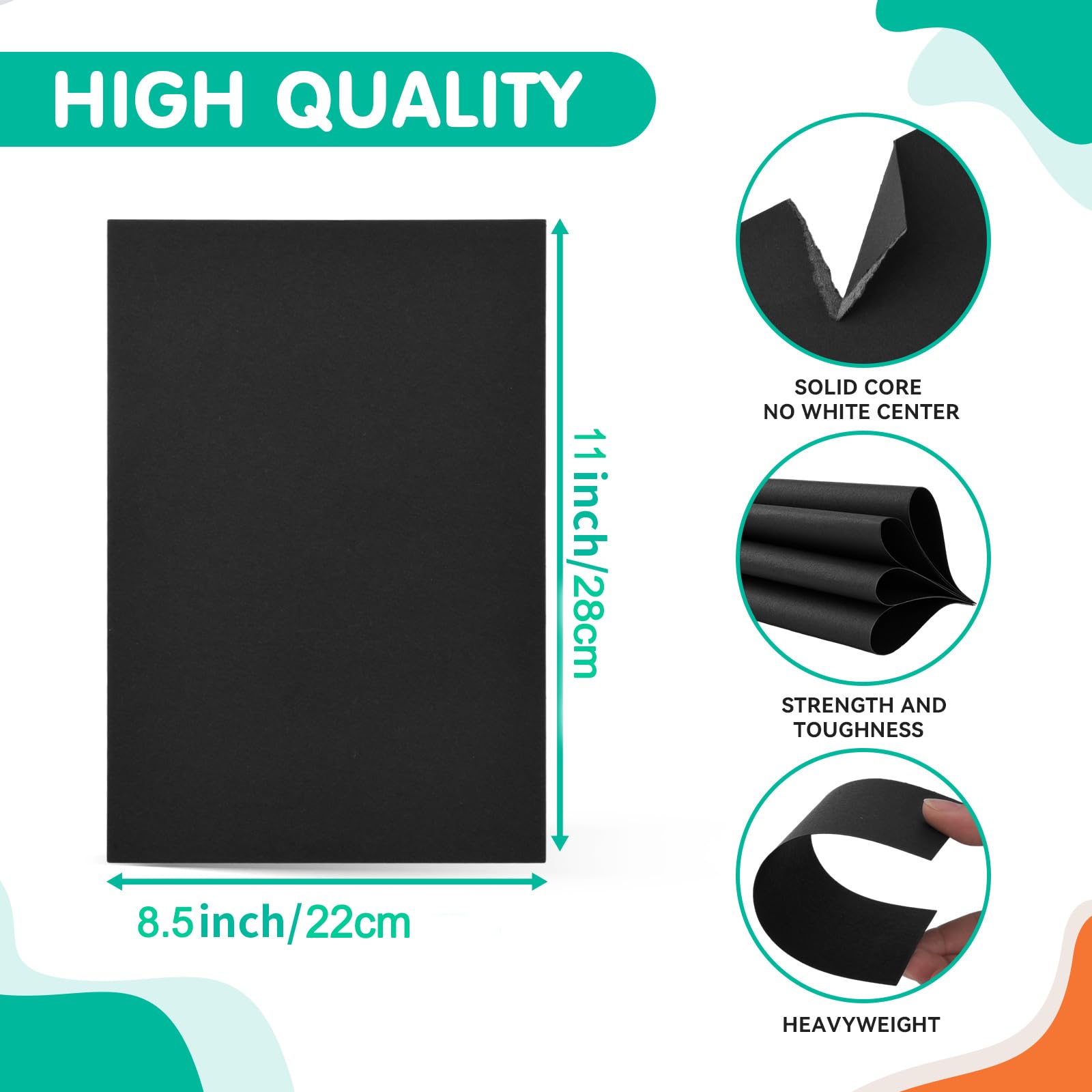 30 Sheets Black Cardstock 8.5 x 11 Thick Paper, Thick Card Stock Paper, Heavy Cardstock Paper for Invitations, Menus, Wedding, DIY Cards