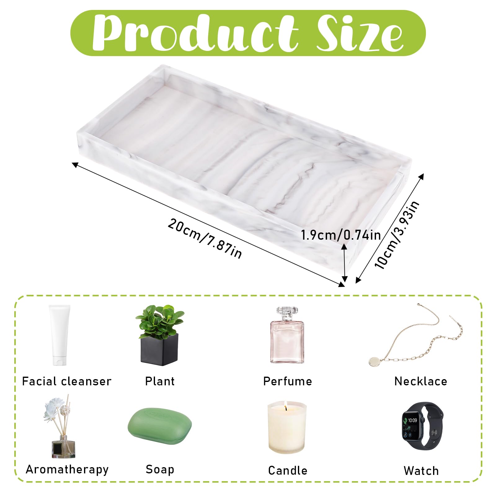 Silicone Bathroom Vanity Tray Rectangle Bathtub Counter Dish White Soap Dispenser Tray Decor Perfume Countertop Dish Kitchen Sink Organizer Sponge Holder for Coffee Table Bar Dresser Makeup Jewelry