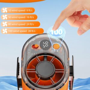 2024 Upgraded Portable Waist Fan 100 Speed 12000rpm Top-Notch Wind 20h Working Time, Personal Belt Fan Clip On Waist Cooling For Shirt,Battery Powered For Outdoor, Working, Camping, Hiking(Orange)