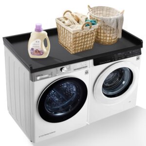 murago washer dryer countertop, 100% hard wood laundry topper with anti-static coating, edge rails， black