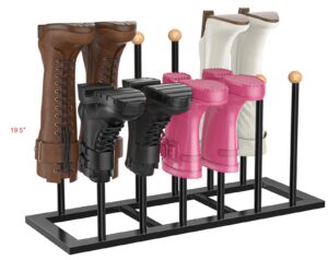 tomcare boot rack 19.5" free standing shoe racks for 6 pairs tall boots,shoe storage organizer boot storage organizer tall boots black metal shoe racks for entryway closet garage