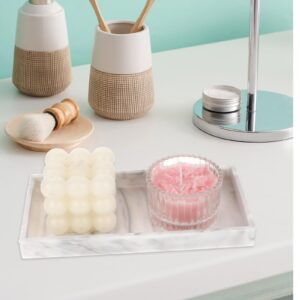 Silicone Bathroom Vanity Tray Rectangle Bathtub Counter Dish White Soap Dispenser Tray Decor Perfume Countertop Dish Kitchen Sink Organizer Sponge Holder for Coffee Table Bar Dresser Makeup Jewelry