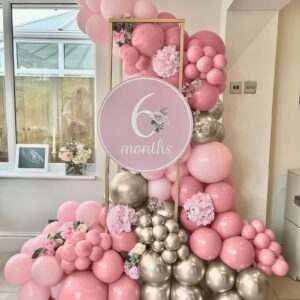 Dusty Pink White Balloons, 50Pcs 12 Inchs Blush Pink Sand White Metallic Gold Balloons for Girls Princess Birthday Party Wedding Anniversary Bridal Engagementl Baby Shower Decorations