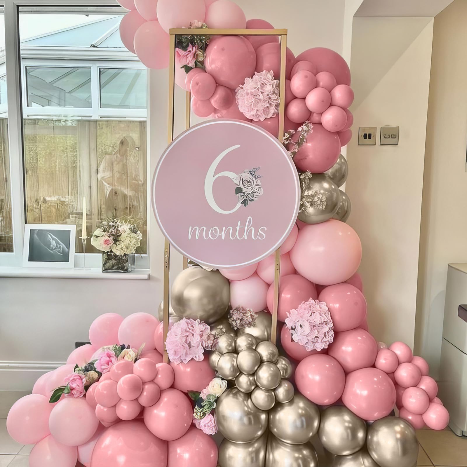 Dusty Pink White Balloons, 50Pcs 12 Inchs Blush Pink Sand White Metallic Gold Balloons for Girls Princess Birthday Party Wedding Anniversary Bridal Engagementl Baby Shower Decorations