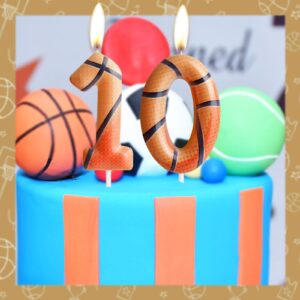 Zi Lan Basketball 13th Birthday Candle Brown Basketball Themed Cake Candles Happy Birthday Party Cake Topper for Boy Girl Kid Sport Theme Party Decorations Celebration Supplies