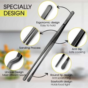 4 PCS 12 Inch Kitchen Tweezers For Cooking - Cooking Tweezers Stainless Steel - Long Tweezers For Cooking Perfect For BBQ, Eating, Cooking